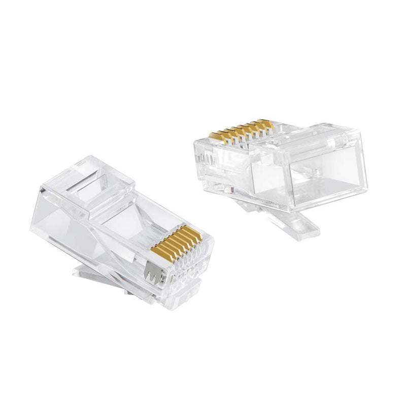 Cat6 RJ45 Ends, CableCreation 100-PACK Cat6 Connector, Cat6 / Cat5e RJ45 Connector, Ethernet Cable Crimp Connectors UTP Network Plug for Solid Wire and Standard Cable, Transparent 100PCS