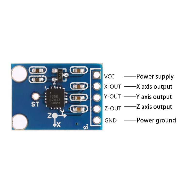 GERUI GY-61 ADXL335 3-Axis Accelerometer Angular Transducer Sensor, Analogue Output 3-5 V Sensor Module Compatible with Arduino, Pack of 2