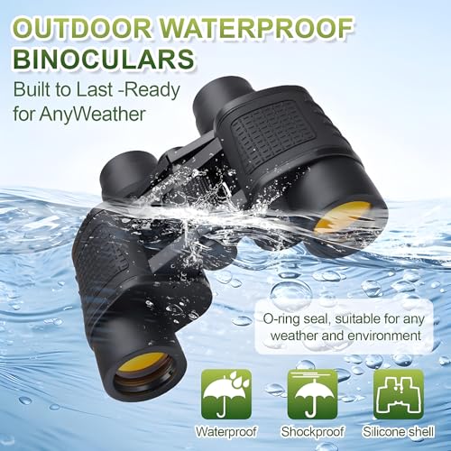 Binoculars for Bird Watching for Adults and Kids Waterproof HD Binocular Professional with Low Light Night Vision High Powered Mini Binoculares for Hunting Concert Theater Camping (80 * 80) 80*80
