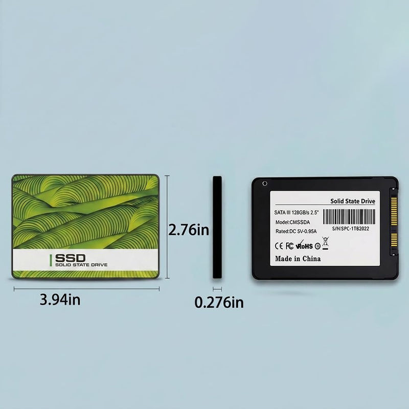 128GB SATA SSD 2.5 Inch Internal Solid State Drive, 550MB/s Read Speed, SATA III 6Gbps for Desktop Laptop NAS DIY External Drive（Green） Green