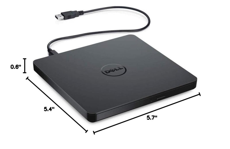 Dell External USB Slim DVD RW Drive DW316, Plug and Play, Black | CyberLink Media Suite 12, 8 Watt, Windows 11 or below Single