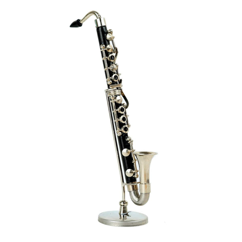 Dselvgvu Miniature Bass Clarinet with Stand and Case Mini Musical Instrument Mini Bass Clarinet Miniature Dollhouse Model Christmas Ornament (5.12") 5.12"