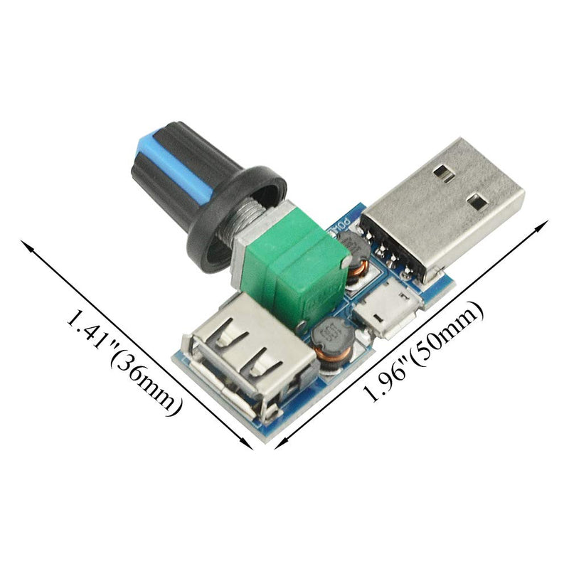 XINGYHENG 3Pcs 5W Mini USB Fan Air Volume Speed Stepless Governor Module USB Speed Controller DC 5V USB Male input DC4-12V to 2.5-8V and Speed Control Knob with Switch Function