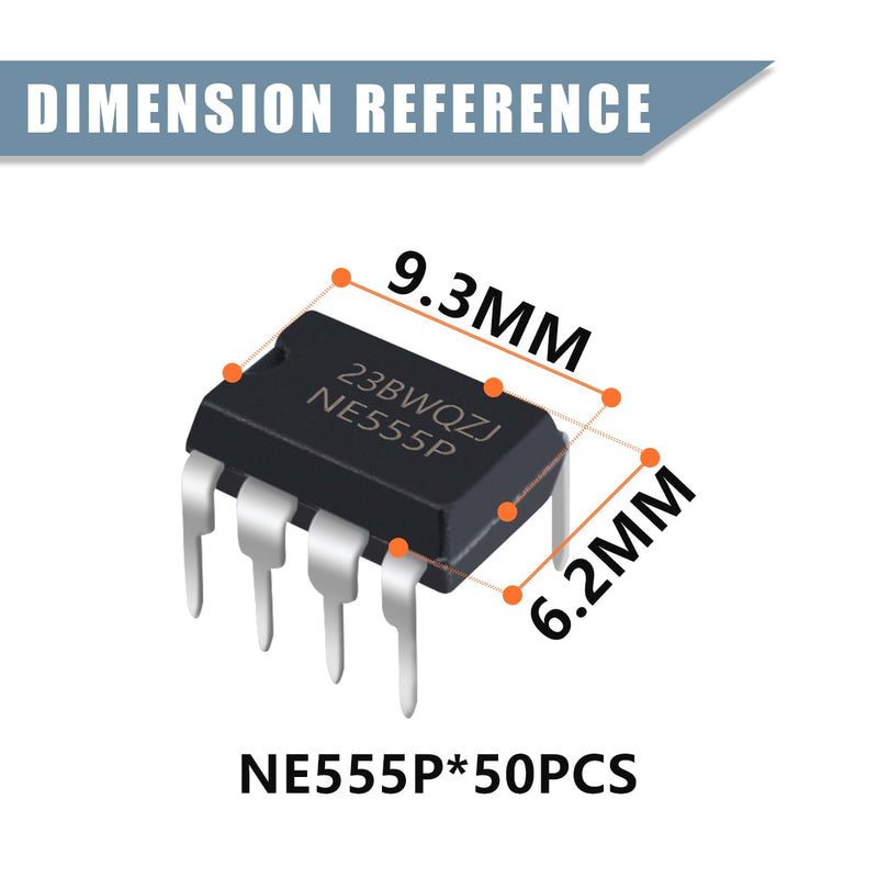 Innfeeltech Timer IC NE555P Generator Single Period Time DIP 8 Double Pole Pack of 50