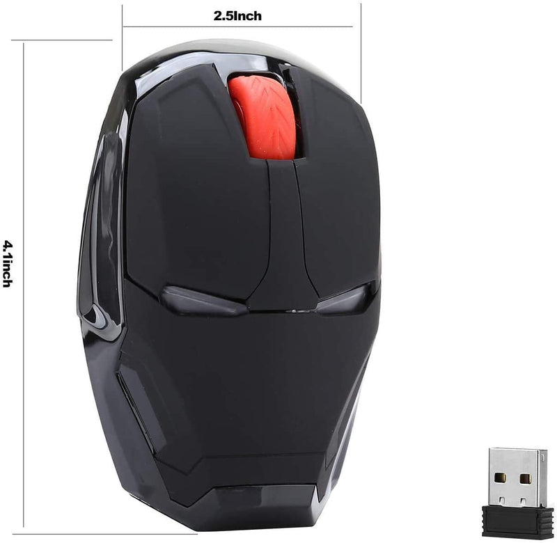 Iron Man Mouse, 2.4G Noiseless Wireless Mouse with USB Receiver Portable Computer Mice for PC, Tablet, Laptop, Notebook - Black