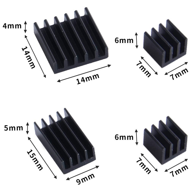 GeeekPi Pack of 8 Heatsinks for Raspberry Pi 4 Model B, Raspberry Pi Aluminium Heatsink with Heat-Conducting Tape for Raspberry Pi 4B (RPi Board is Not Included) (2 Pack) 2Packung