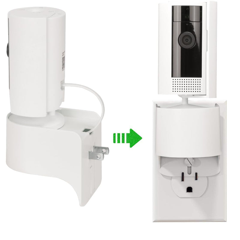 Outlet Mount for Ring Indoor Cam (2nd Gen and 1nd Gen), 1 Pack Plug-in Wall Mount Stand with Power Plug, 360 Degree Swivel and Space Saving Design (Ring Camera are Not Included)