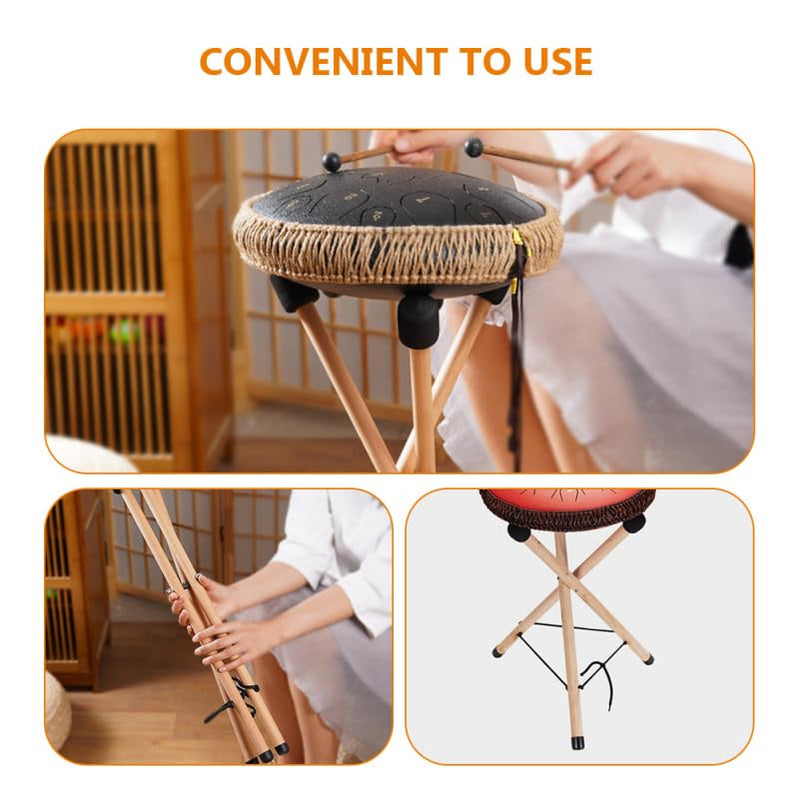 VICASKY Handpan Stand Steel Drum Hand Pan Bongo Stick Display Holder Sticks Rack Car Mounted Lightweight Djembe Floor Tongue Wood Bracket Vaguelly Portable Tripod Show Racks For Drums Instruments