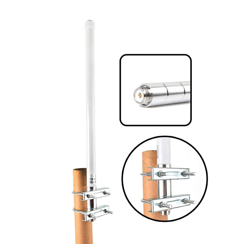 UHF Fiberglass Mobile Radio Antenna,70CM 400-470mhz GMRS Base Antenna 17inch So239 Connector for Ham Radio Device Repeater Mobile Transceiver with Antenna Mount Bracket