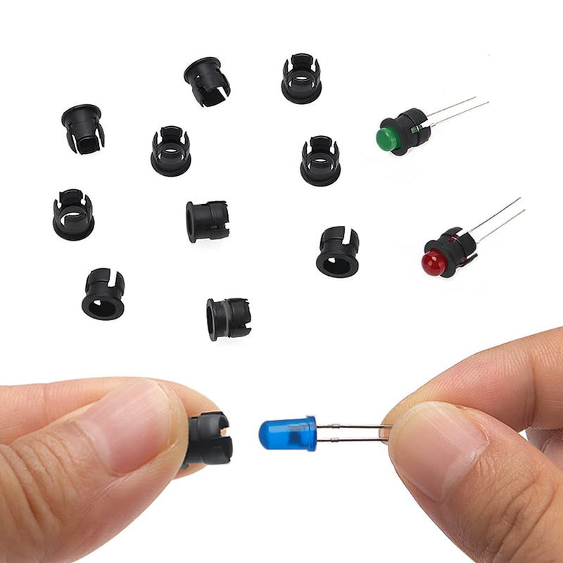 Lyeteung 150 pieces 5 mm plastic black LED diode holder, LED lamp holder, clip bezel mounting diode holder, LED socket, LED mounting clip 5mm Kunststoff - C