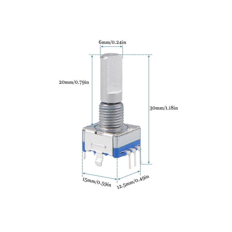 QUARKZMAN EC11 Encoder Code Switch Potentiometer 360 Degree Rotation for Volume Control or Data Selection on LED or LCD Display [7 Pins 20 mm Wave] Pack of 2