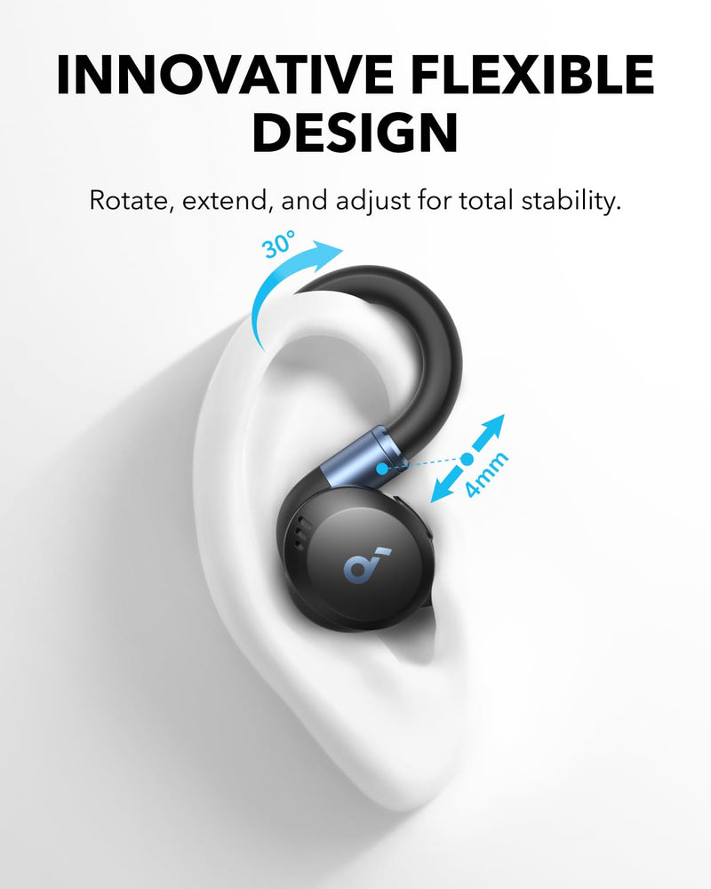 Soundcore Sport X20 by Anker Noise Cancelling Workout Earbuds, Ear Hooks | Rotatable and Extendable Ear Hooks, Deep Bass, IP68 Waterproof, Sweatproof, Dustproof, 48H Playtime, Sport Earbuds for Gym Black Standard Classic