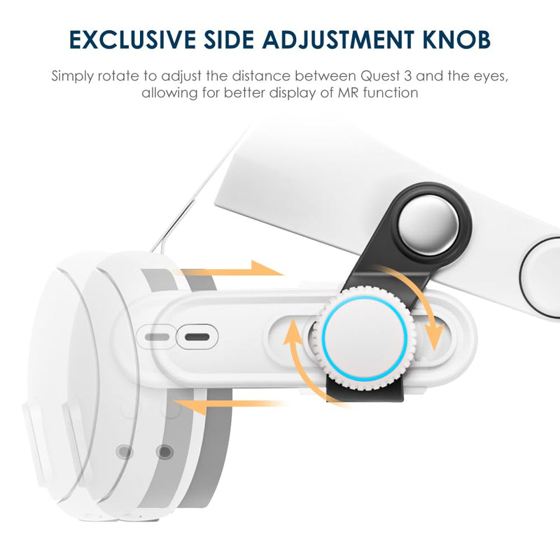 2-in-1 Halo Elite Head Strap Compatible with Meta Quest 3 Experience VR/MR Adjustable Knob Oculus Quest3 Accessories