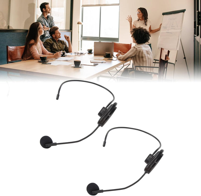 Wireless Microphone Headset Double Professional: Cordless Mic Head for Two People, Heads Handheld Mics 2 in 1- USB-C Rechargeable - 1/4'' and 1/8'' Plug for PA System, Voice Amplifier,Teaching,Fitness Black1