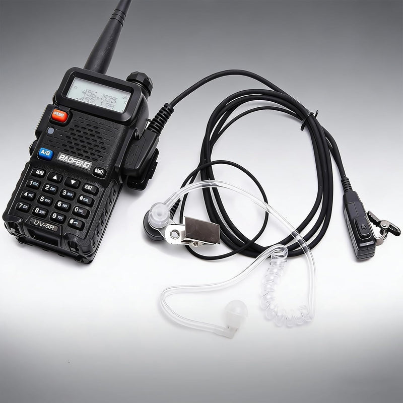 Covert Acoustic Tube Walkie Talkie Earpiece Surveillance Headset with Mic Compatible with 2 Pin Kenwood Two Way Radio 1 pack