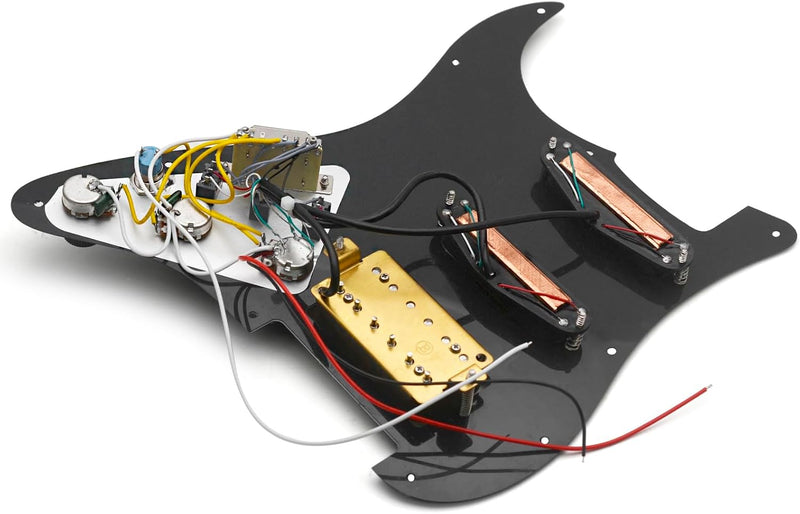 Humbucker Electric Guitar Pickguard Pickup with Singlecut Wiring Loaded Prewired Pickguard SSH Guitar Pickguard Swith Control Scratchplate Assembly for Fender Strat Guitar (Right Hand-Black-Black) Right Hand-Black-Black