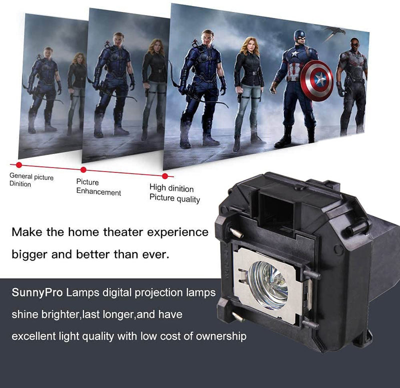 SunnyPro V13H010L60 Projector lamp ELPLP60 Compatible for Epson Brightlink 425Wi Brightlink 430i Brightlink 435Wi EB-420 EB-425W EB-900 EB-905 EB-93 EB-93e EB-95