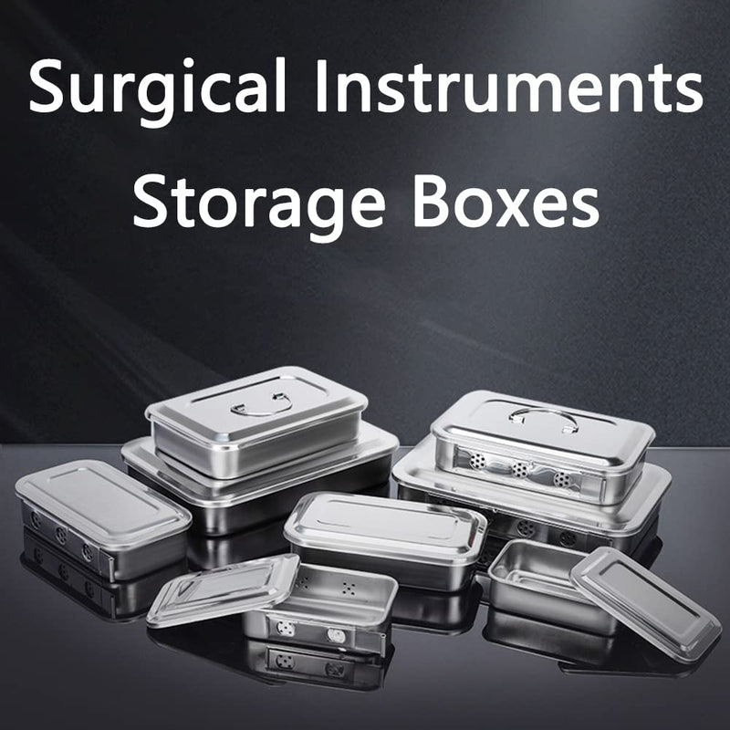 304 Stainless Steel Medical Sterilizer Box Surgical Instruments Storage Boxes for Professional Surgery, Veterinarians, Beauty Salon, Dentist Use (6 Inch (with Holes)