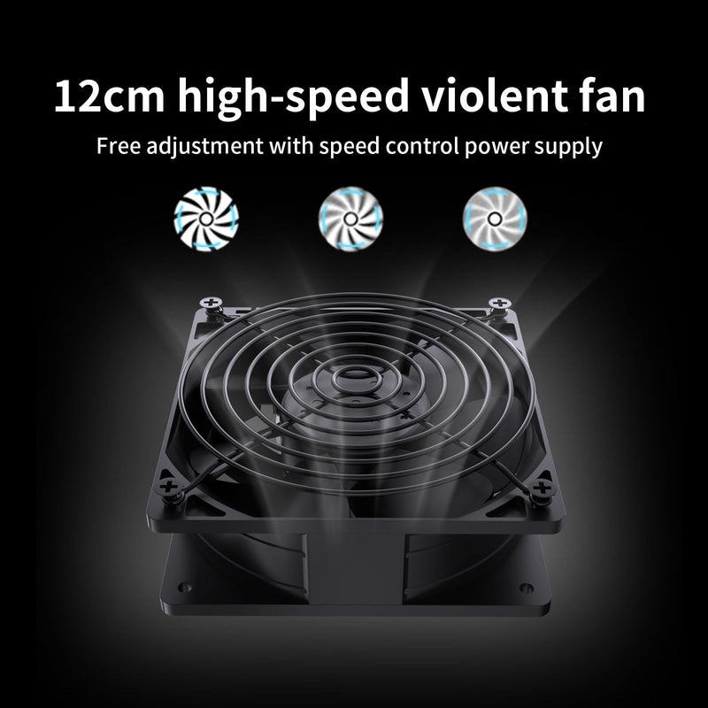 Computer Fan with AC Plug, 120mm Fan Variable Speed Axial Muffin PC Fan with Controller, 220V Small Exhaust Fan, 12V Computer Fans, Case Cooling for PC, Server, Cabinet, Router, Receiver (1 Pack)