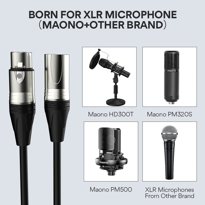 MAONO 6FT XLR Microphone Cable Premium XLR Male to Female Mic Audio Cord with Balanced 3 PIN Connector,Speaker Cable Mic Wire PD100X,200X,300X,400X Microphones, Audio Mixer