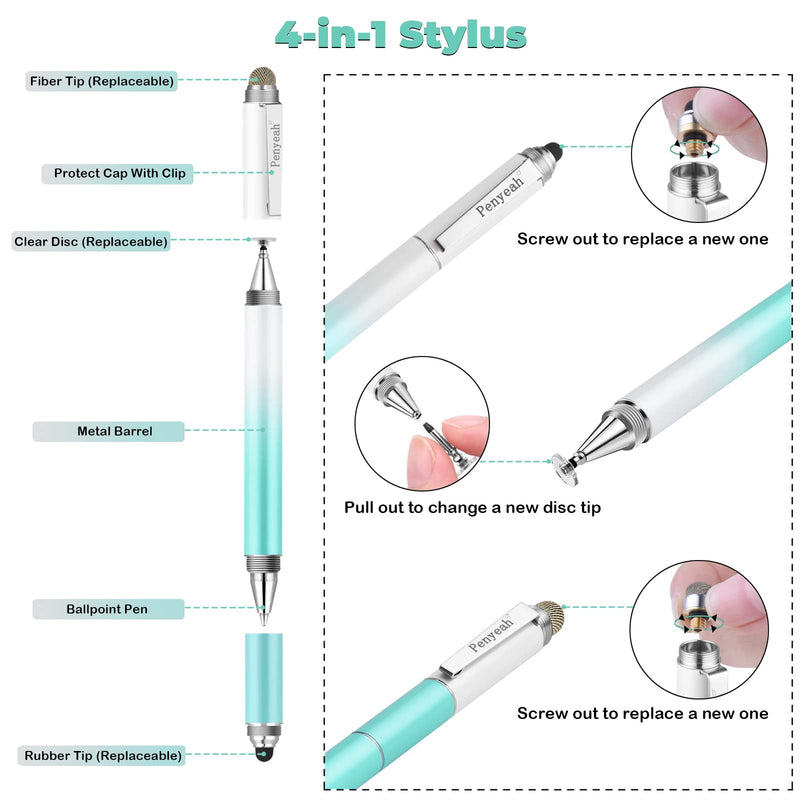 Penyeah Capacitive Stylus Pen (4 in 1),Universal Touch Screens Stylus Pen for iPad/Pro/iPhone/Android Phone/Samsung/Fire/Tablets and All Capacitive Touch Screens-Dream Blue Dream Blue