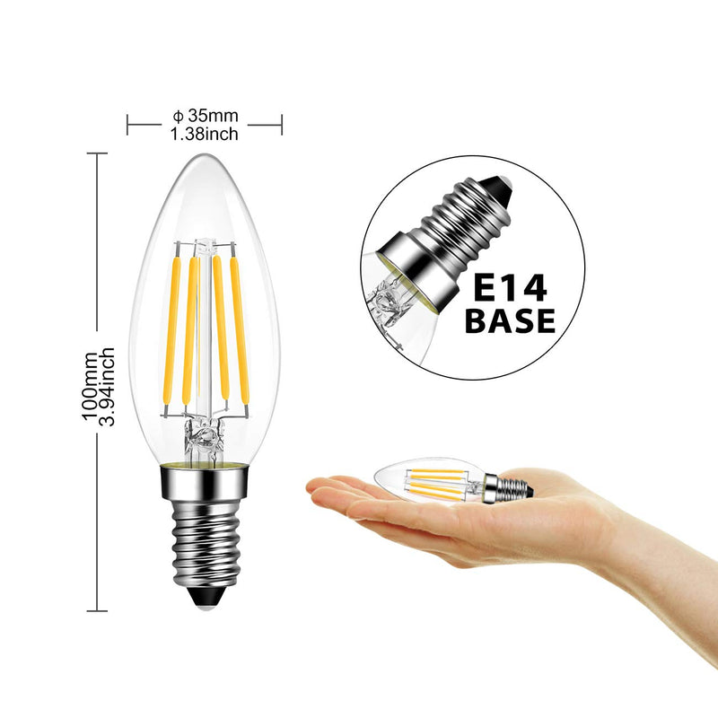 Candle LED Lamp E14 for Chandelier Warm White Glass 6 pcs (pack of 1)