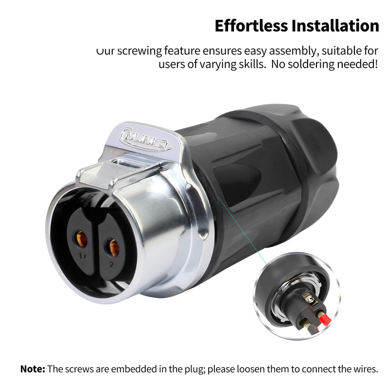 [AUSTRALIA] - CNLINKO LP-20 2 Pin Waterproof Plug with Screw Design, IP68 Aviation Bullet Plug, M20 Male and Female Pair (LP20 2-Pin Screw Connection) 2-Polige Schraubverbindung LP20 