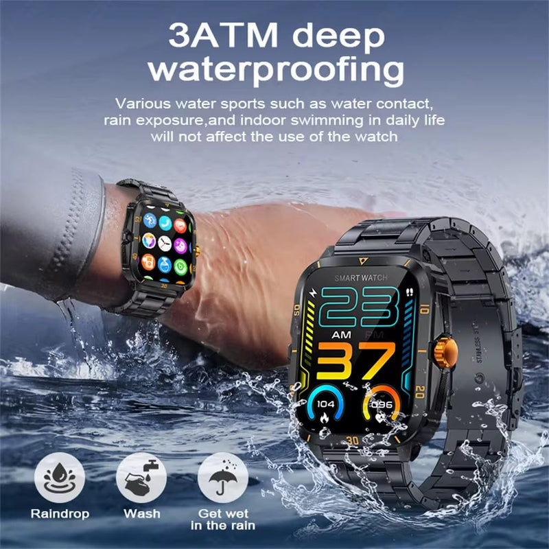 Smart Watch for Men, 1.96 Inch HD Screen, 3ATM Waterproof, 430mAh Battery, Bluetooth 5.3 Call, Music Control, Heart Rate Monitor, Outdoor Sport Smartwatch