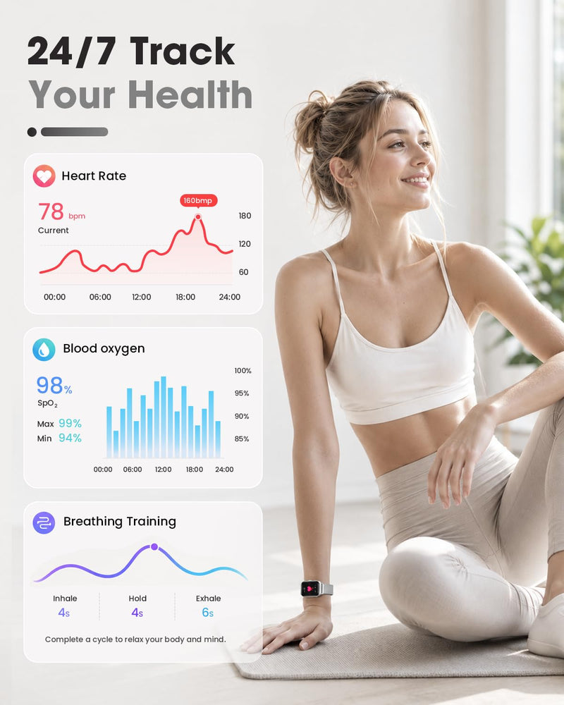 Smart Watch for Women(Call Answer/Dial), 1.75'' Touch Screen Smartwatch for Android iPhone Compatible, Waterproof Fitness Tracker with Heart Rate Sleep Monitor 100+ Sports Modes AI Voice, Silver silver02