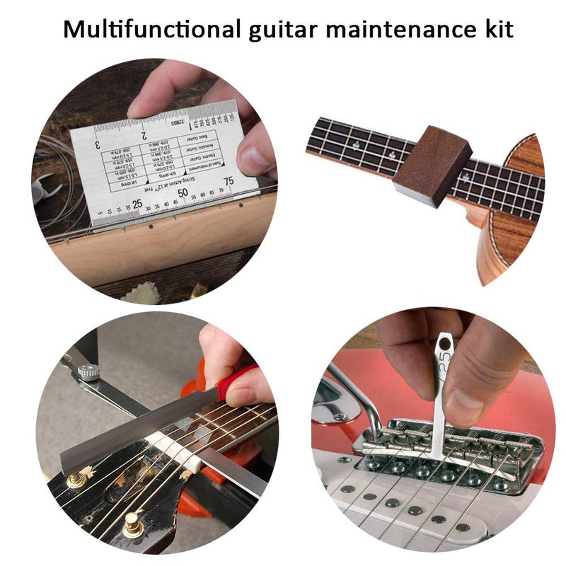 [AUSTRALIA] - 99PCS Professional Guitar Repairing & Maintenance Tool Kit with Capo, Strings, Picks, Bridge Pins, Gauge, Accessories - Gift for Acoustic, Electric Guitar, Ukulele, Bass, Banjo Orange 