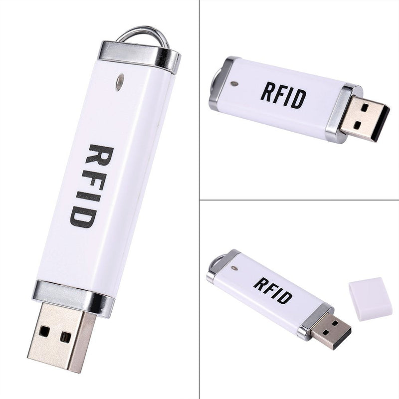 Zer one 125KHz Portable RFID Reader, U Disk Shape ID Card Reader Non-Contact USB Interface Reader Plug&Play for Win XP/Win10/Liunx/Vista/Android-White