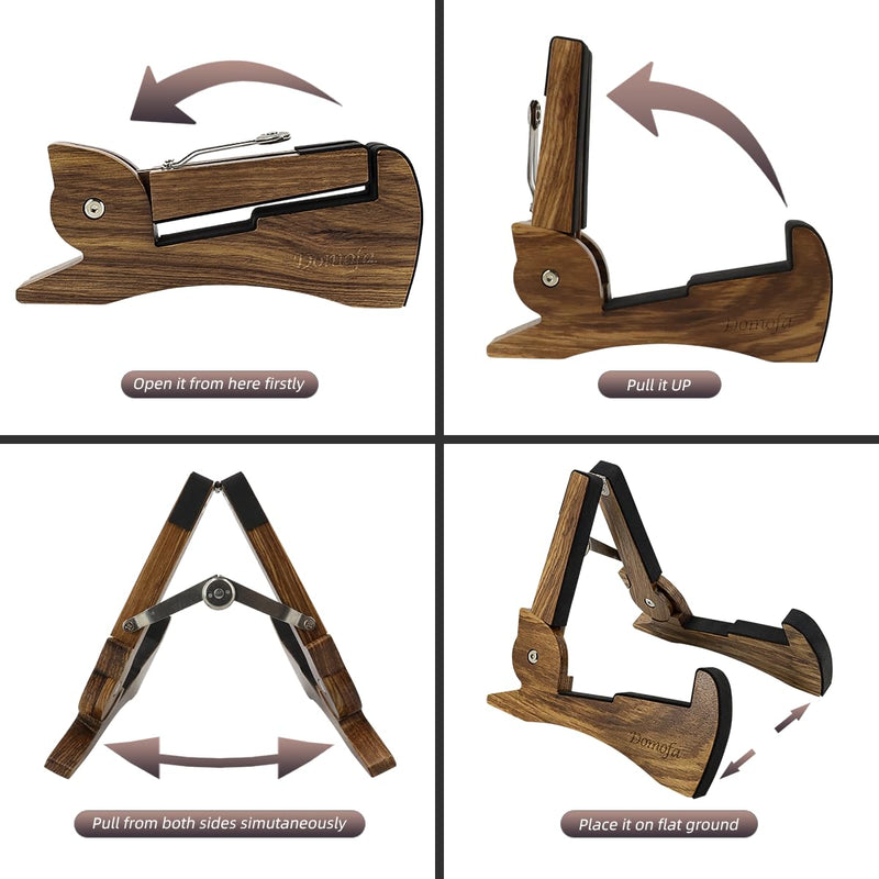 Foldable Wooden Guitar Stand Portable Guitar Holder A-Frame Bracket for Electric Acoustic Classical Guitars Bass(Zebra Wood)