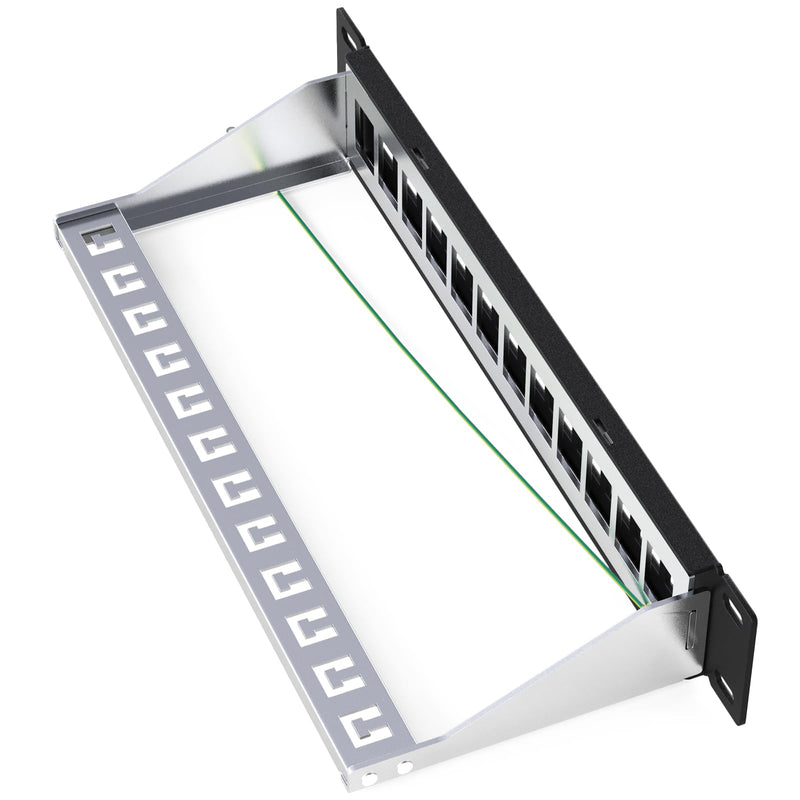 hb-digital 12 Port Patch Panel Distribution Panel Patch Panel Modular for RJ45 Keystone Module 10 Inch CAT 5 CAT 6 CAT 7 for Network Cabinet LAN Professional TIA568A TIA568B Switch Earth Cable - Black