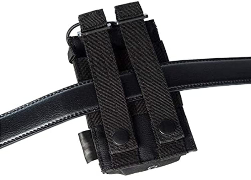 Tactical Radio Holder Molle Radio Pouch Case Heavy Duty Radios Holster Bag for Two Ways Walkie Talkies Adjustable Storage with 1 Pack Patch(Black) Black