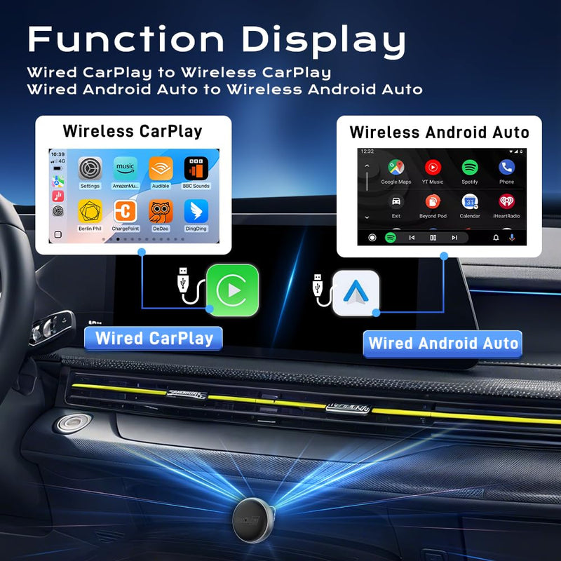 Carlinkit MINI Ultra 3 Wireless CarPlay & Android Auto Adapter 2-in-1 | Plug & Play Convert Wired CarPlay/Android Auto to Wireless│for OEM Wired Cars & for iPhone and Android phone