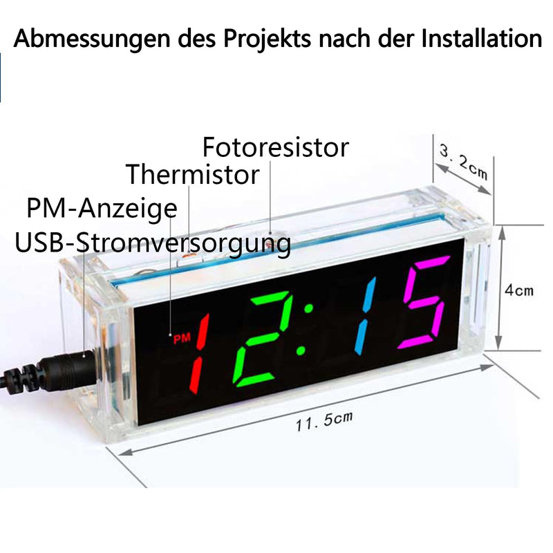 EIELE Electronic Clock Soldering Set Multicoloured Display with Free Adjustment Practical Learning Program for Soldering Enthusiasts (Soldering Required)