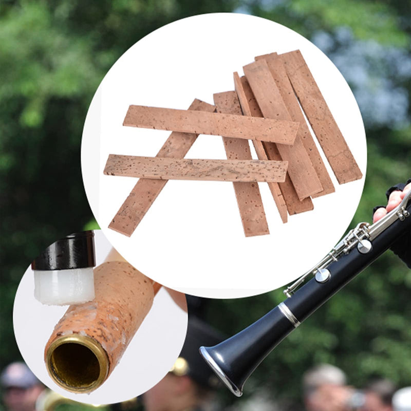 10Pcs Clarinet Neck Joint Cork, Clarinet Instrument Sheet Accessories Replacement Natural Key Strips Ligature Mouthpiece Pad Maintenance Kit Part Flute Saxophone Woodwind Repair Oboe Flute