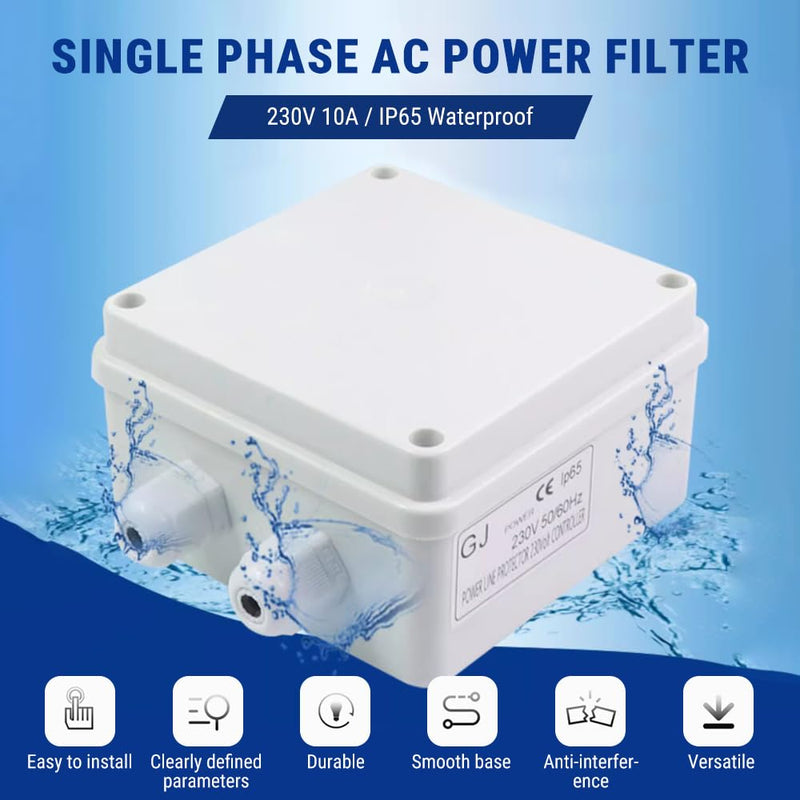 [AUSTRALIA] - Uadme Single Phase Mains Filter, 230V 10A EMI Filter, Single Phase AC Filter, Waterproof EMI Mains Filter, Stable Conductivity, Interference Free 