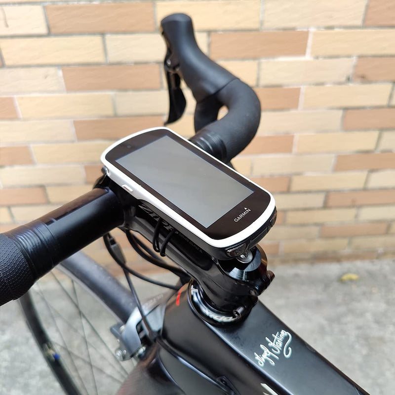 Out Front Bike Stem Mount for Garmin Edge Wahoo Elemnt Bryton Rider Stages Dash Hammerhead Karoo Road Mountian Adjustable Handlebar Mount (Black) Black with stem cap