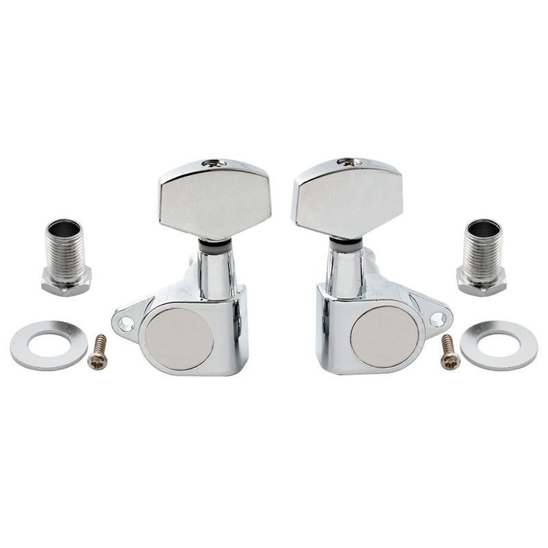 [AUSTRALIA] - Musiclily Basic R15A 3R3L 15:1 Ratio Full Sealed Machine Heads Tuners Tuning Pegs Keys with Big Hex Button Right Angle Screw for Acoustic Electric Guitar, Chrome 3R3L Chrome 