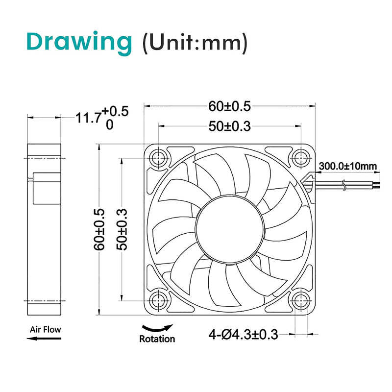 2 Packs Wathai 60mm x 10mm USB Fan 5V DC Brushless Cooling Fan