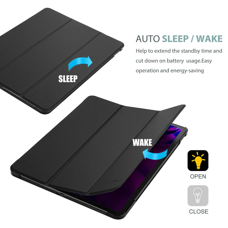 Smart Case for iPad Pro 12.9 2022/2021/2020/2018, Slim Stand Hard Back Shell Smart Cover for iPad Pro 12.9 6th Generation 2022 / 5th Gen 2021 / 4th Gen 2020 / 3rd Gen 2018 -Black Black