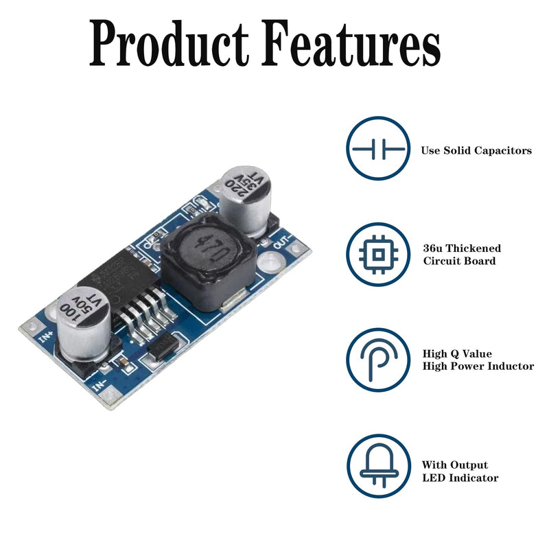 Idota Pack of 10 Step Down Converter, DC-DC 3A Buck Converter Voltage Regulator Adjustable Power Supply Downward Module, 3.2-46V to 1.25-35V DC to DC Converter Module