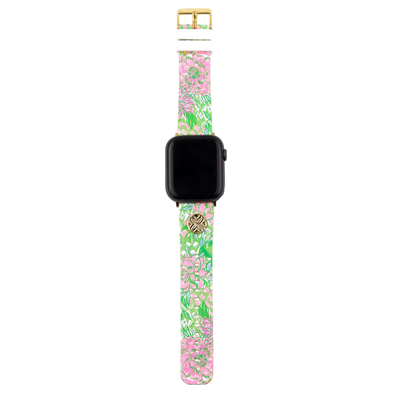 Lilly Pulitzer Silicone Apple Watch Band for Women, Sized to Fit 38mm & 40mm Smartwatches, Compatible with Apple Watch Series 1-6 and SE, Lime Feeling Good