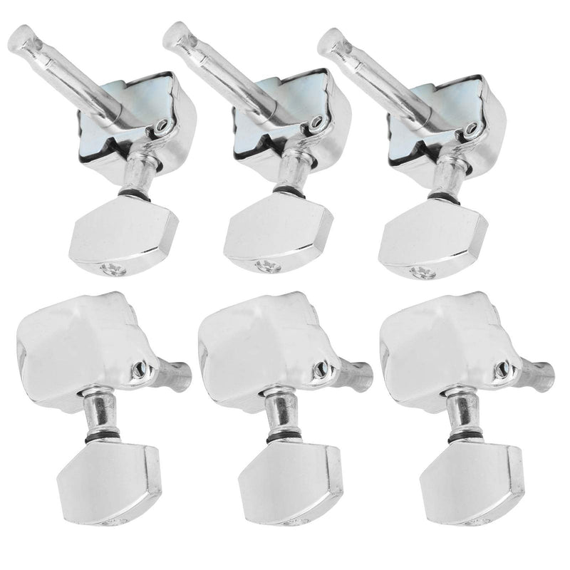3 Left 3 Right Acoustic Guitar SemiClosed String Tuning Pegs Tuning Keys Machine Heads for Acoustic Guitar(Silver) Silver