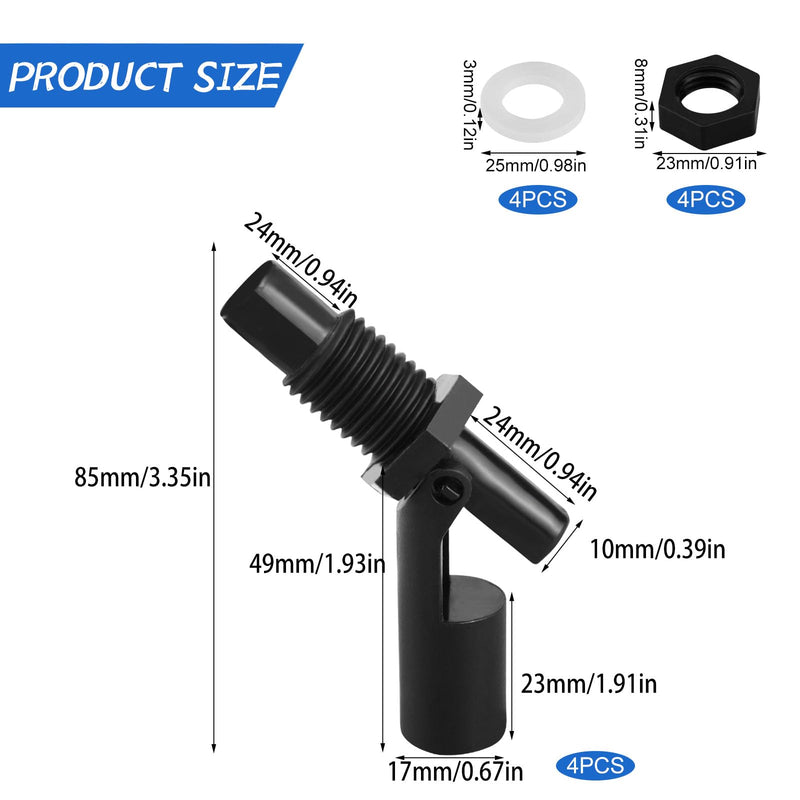 Float Switch Water Level Sensor 4 Pieces Level Switch Water for Liquid Level Float Switch for Tank Water Level Sensor Float Switch Water Level Sensor (Black) black
