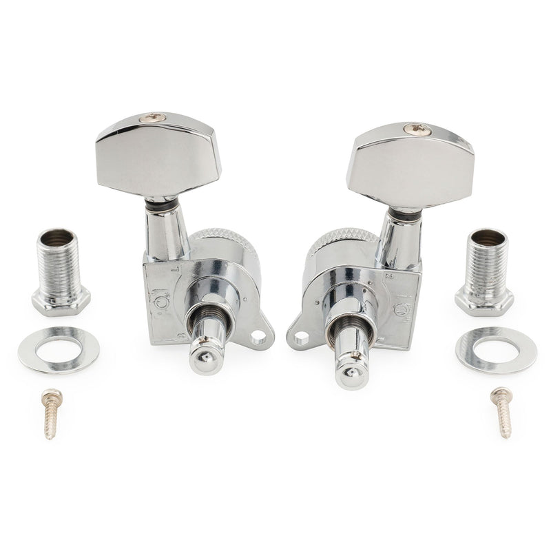 [AUSTRALIA] - Musiclily Pro 3R3L 18:1 Ratio Full Sealed Locking Machine Heads Tuners Tuning Pegs Keys with Big Hex Button 45 Degree Screw for Acoustic Electric Guitar, Chrome 3R3L Chrome 