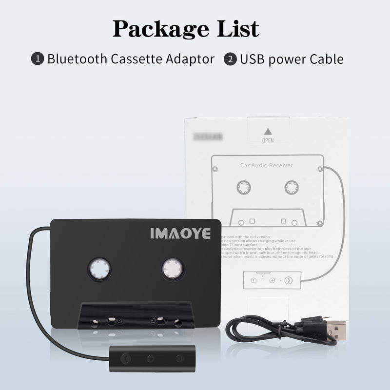2024 New Bluetooth 5.1 Car Audio Stereo Cassette Vehicle Tape Converter Cassette Work While Charging Support TF Card（Four-Channels）