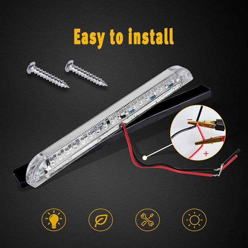 [AUSTRALIA] - nifeida 8" Clear Lens 18LED Waterproof Utility Strip Light Bar Surface Mount for 12V Marine Boat RV Interior Light Slim Line Pickup Truck Trailer Under Hood Lights Side Marker Lamp [Pack of 4] White 