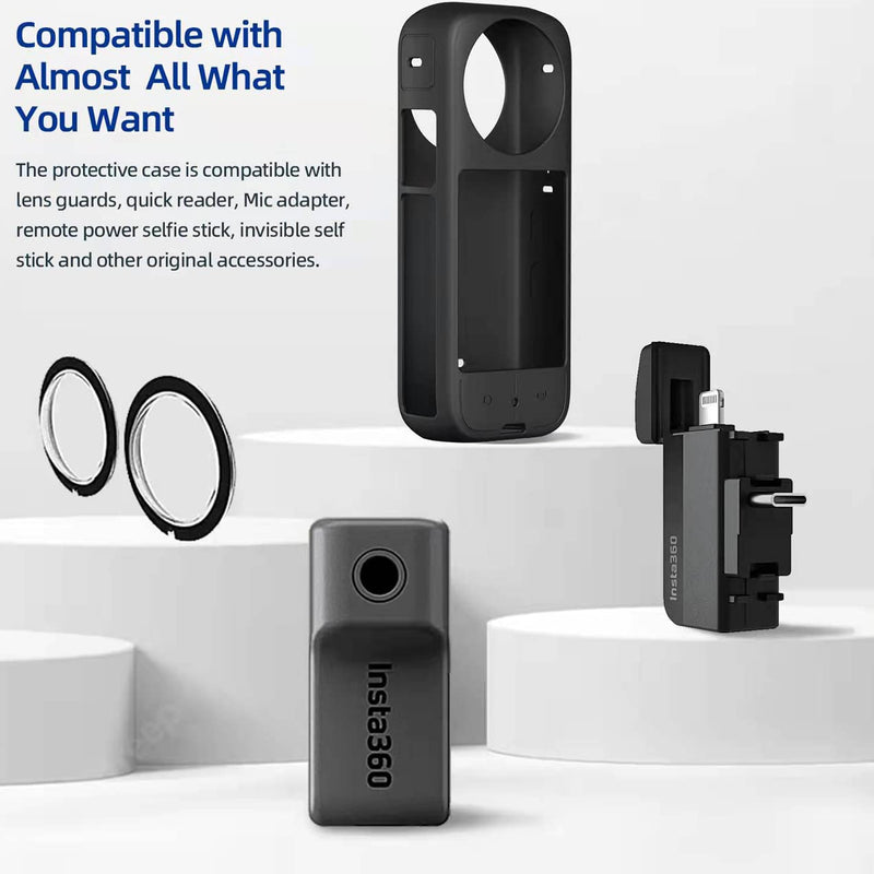 Sticky Lens Guard Set Silicone Case Screen Protector for Insta360 X3 X 3 Accessories Kit Anti-scratch Tempered Glass Protective Film Soft Bag Sleeve Cover